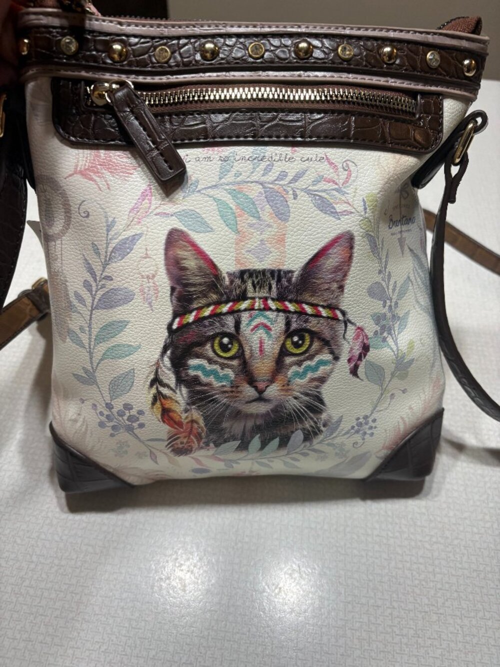 NWT brentano Boho Feline Crossbody for Cat Lovers